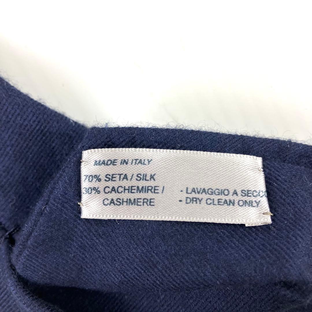 美品　ボッテガヴェネタ　ネクタイ　カシミヤ混　ソリッド　ジャガード　ネイビー