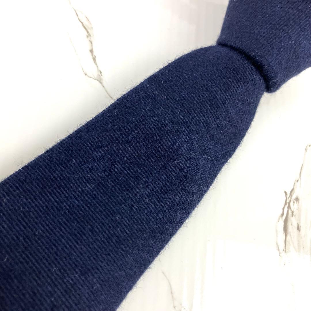 美品　ボッテガヴェネタ　ネクタイ　カシミヤ混　ソリッド　ジャガード　ネイビー