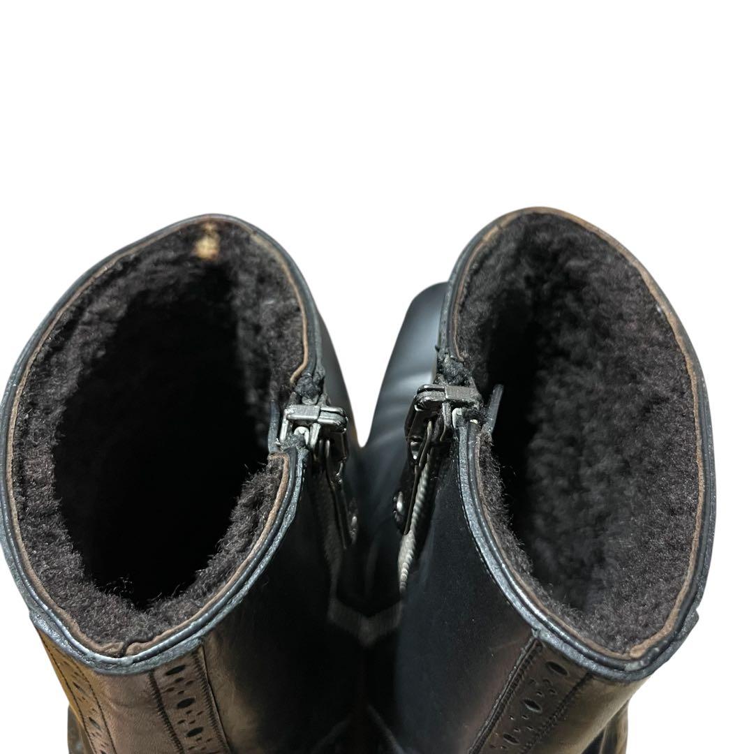 おっすおらクリリン D&G ドルガバ レザー　ムートン　ブーツ 8.5 黒