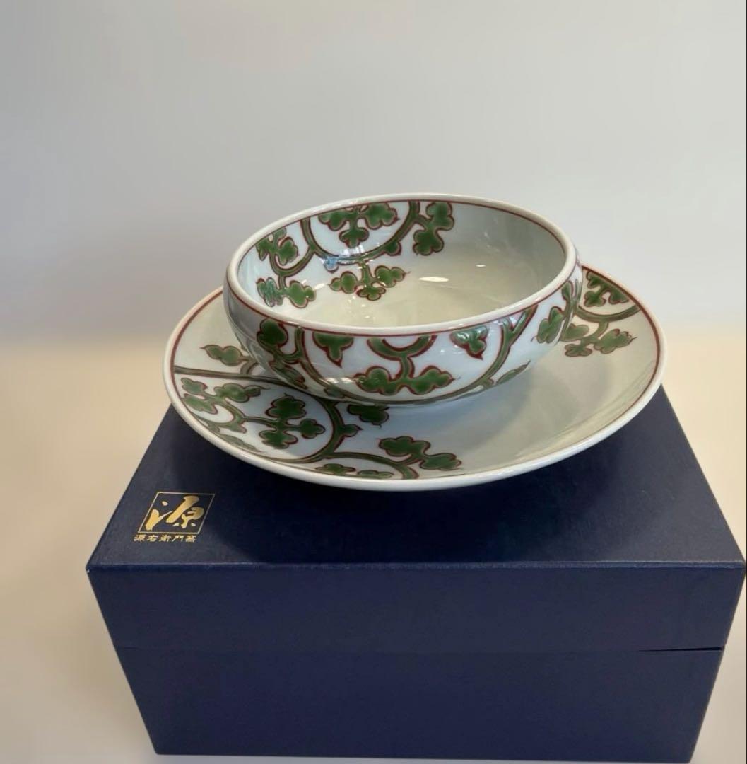 有田焼 緑彩唐草文 組皿 スープ皿