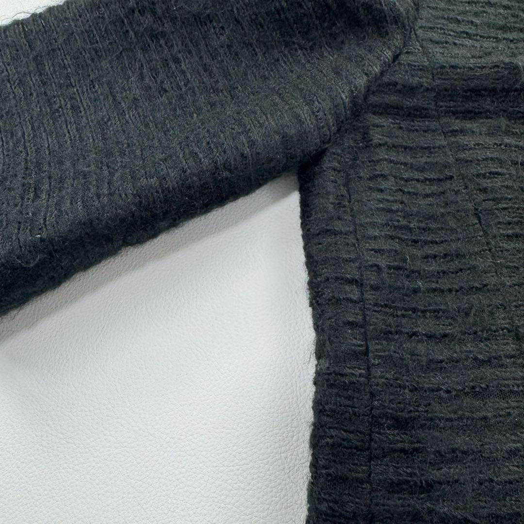 アクリス ノーカラージャケット ウール ラムナッパレザー シルク 黒 ショート丈