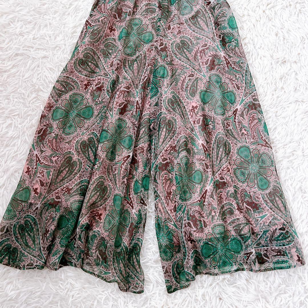 ANAYI 楊柳ペイズリー柄オールインワン 34サイズ 美品 グリーン系 完売品