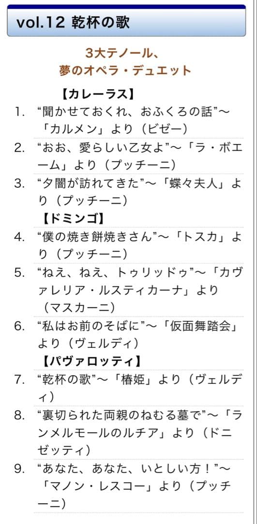 3大テノールの世界 CD全12巻