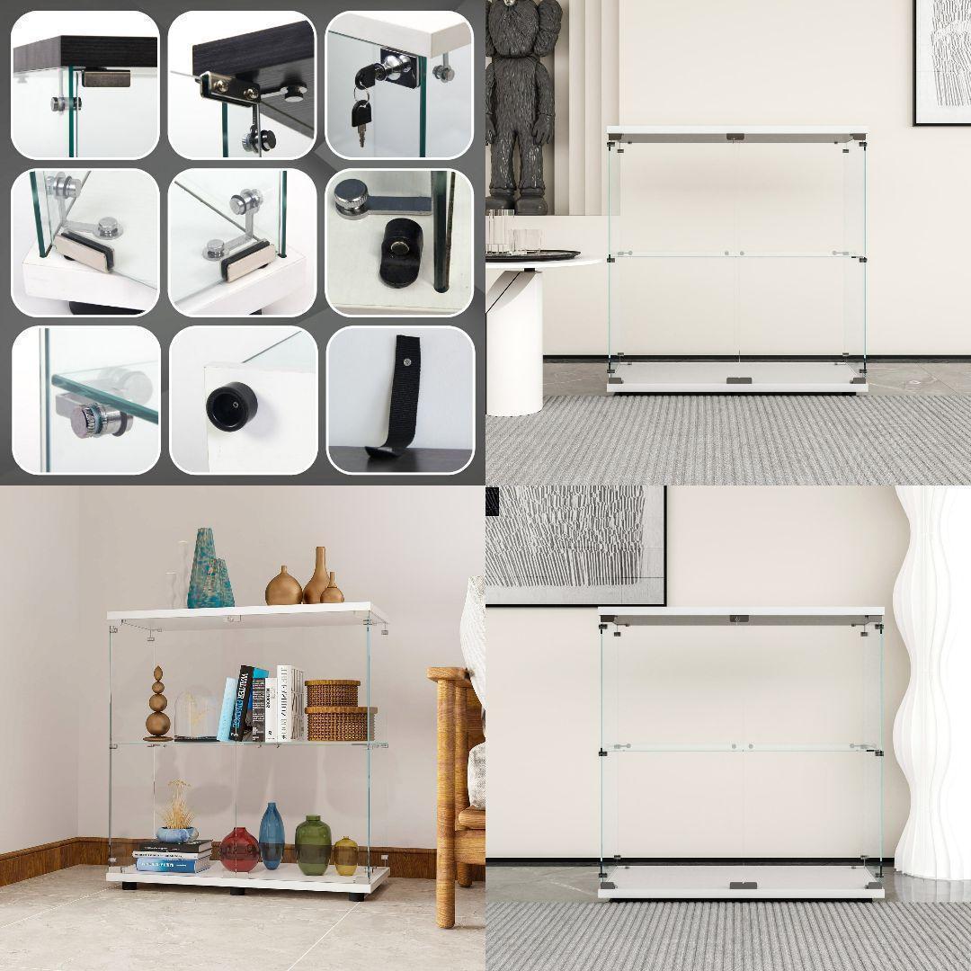 ガラスケース 2段両扉 コレクション フィギュア 棚 ショーケース 白 1997