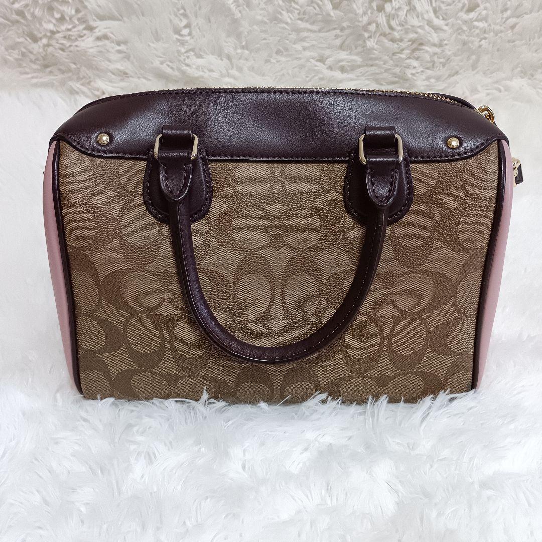 COACH コーチ シグネチャー 2WAY ショルダーバッグ ピンク ブラウン