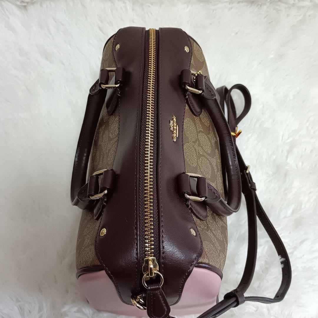 COACH コーチ シグネチャー 2WAY ショルダーバッグ ピンク ブラウン