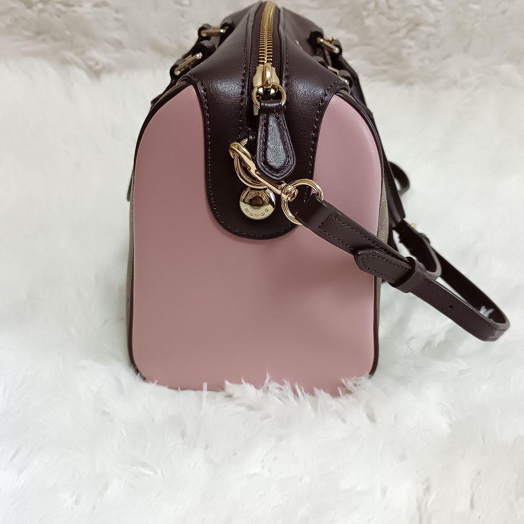COACH コーチ シグネチャー 2WAY ショルダーバッグ ピンク ブラウン