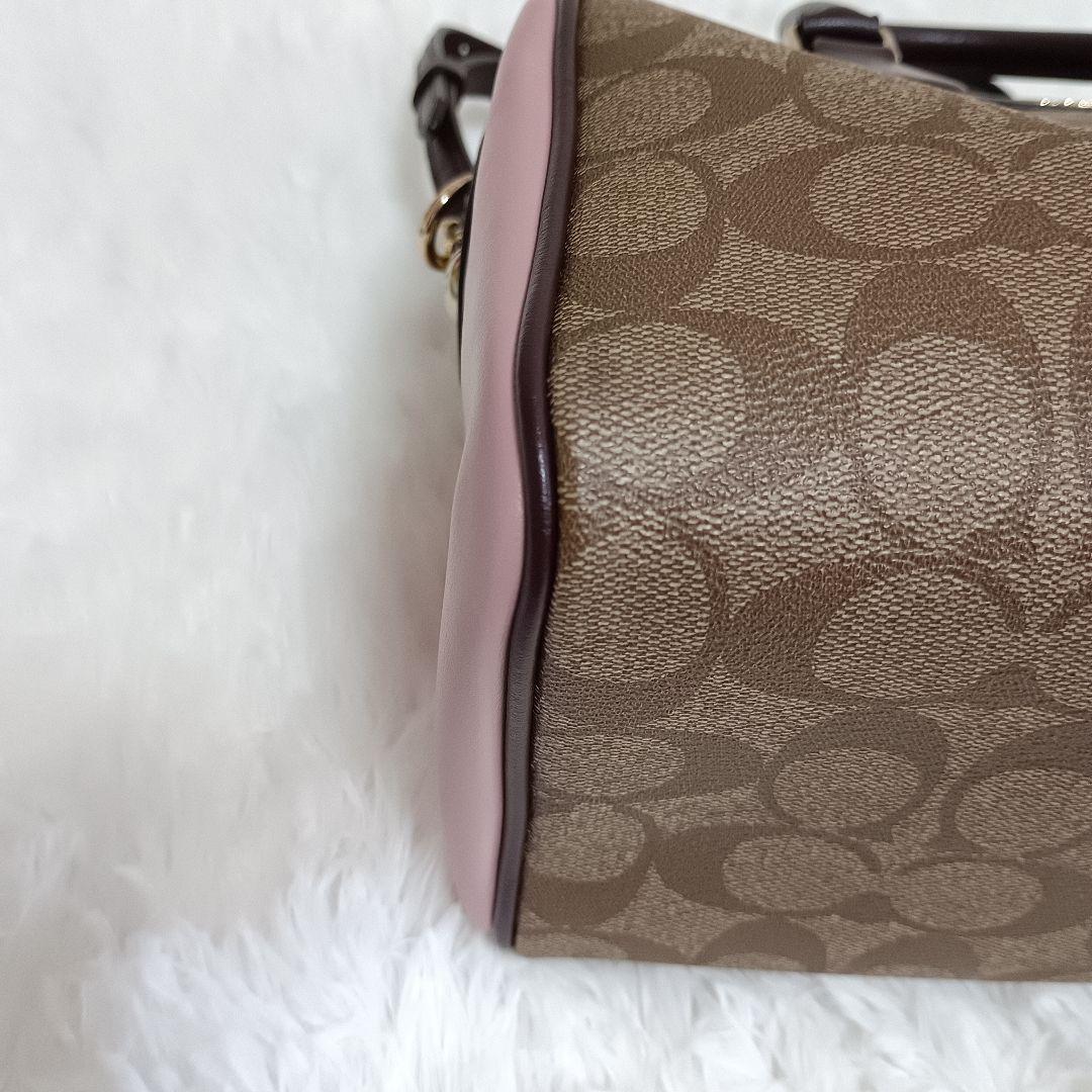 COACH コーチ シグネチャー 2WAY ショルダーバッグ ピンク ブラウン