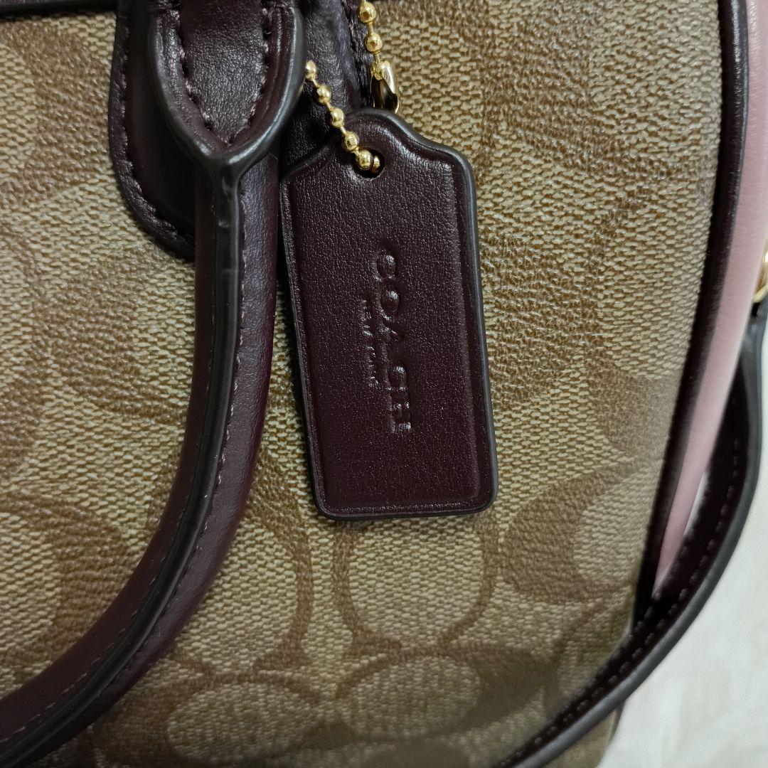 COACH コーチ シグネチャー 2WAY ショルダーバッグ ピンク ブラウン