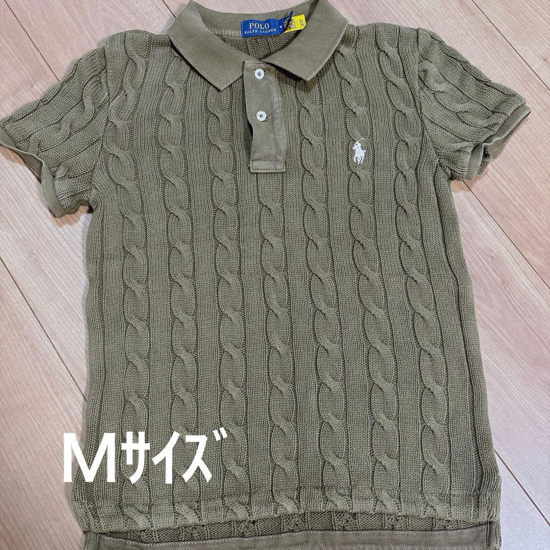 POLO Ralph Lauren ケーブルニットポロシャツ Mサイズ オリーブ