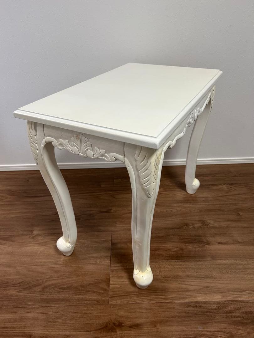 ホワイト　木製サイドテーブル　3点セット　ネストテーブル　カフェテーブル