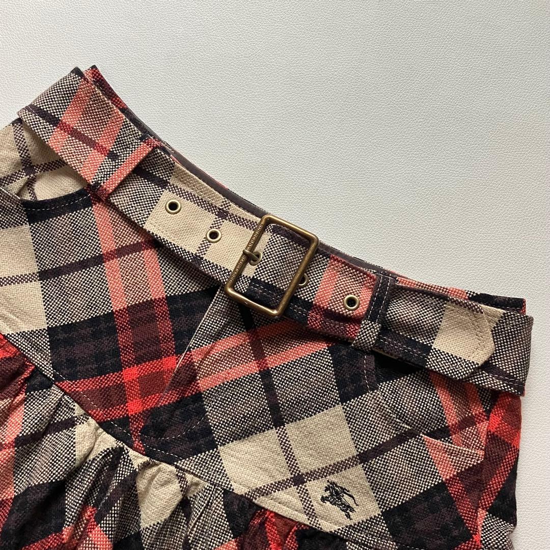 バーバリーブルーレーベル　キュロットスカート　ベルト　ノバチェック　36