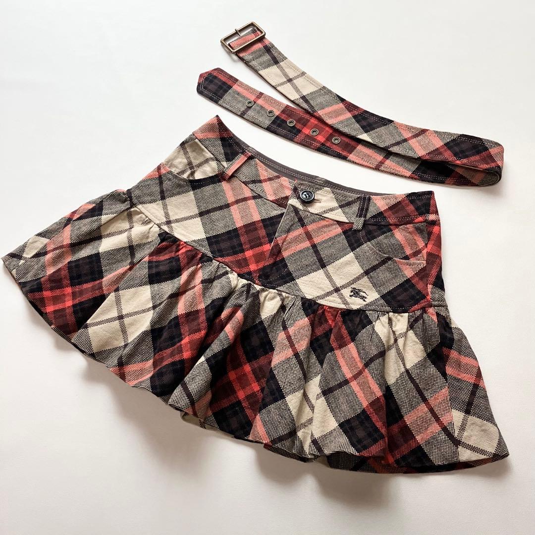 バーバリーブルーレーベル　キュロットスカート　ベルト　ノバチェック　36