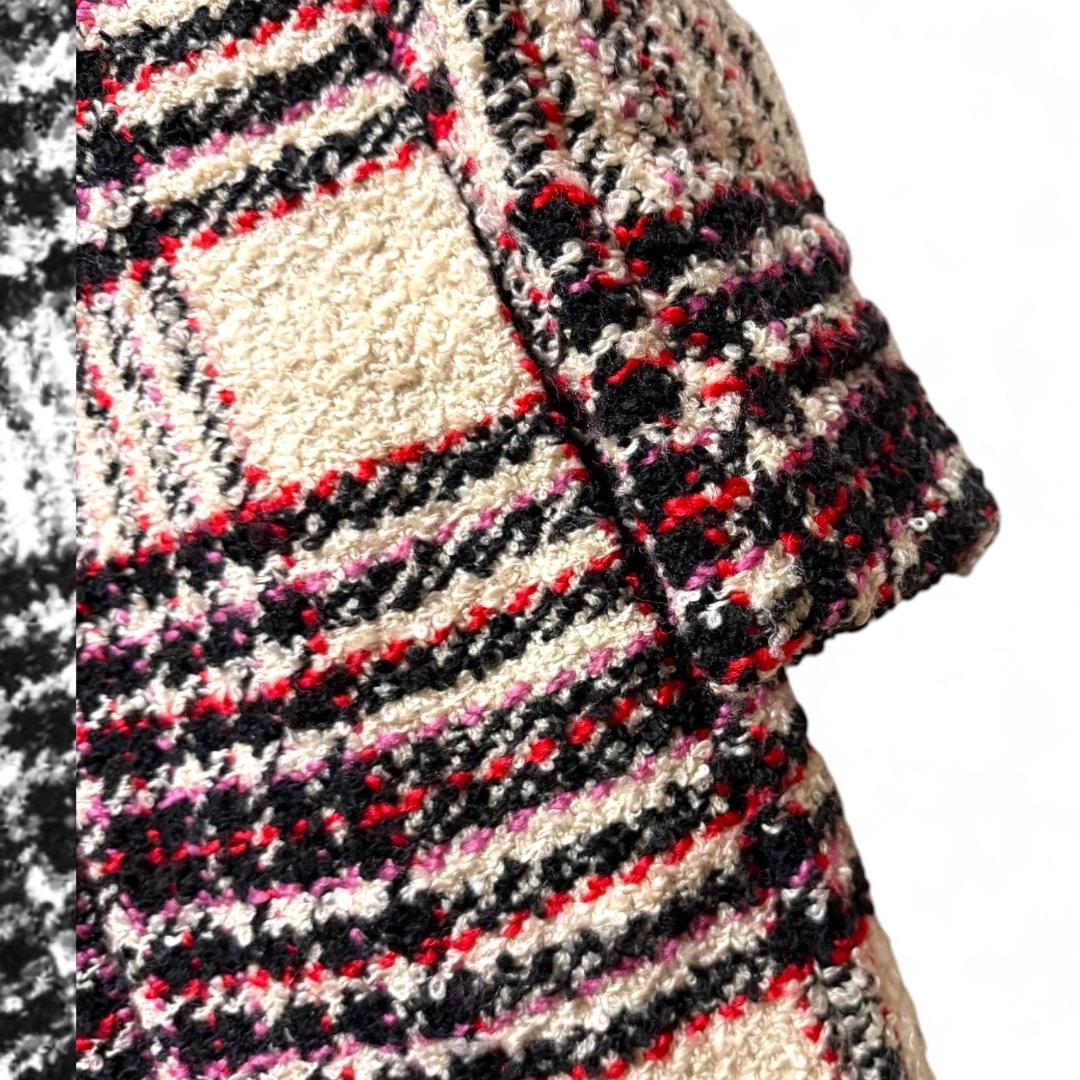 美品 MARNI マルチノーカラー ツイード チェック柄ロングコート ウール