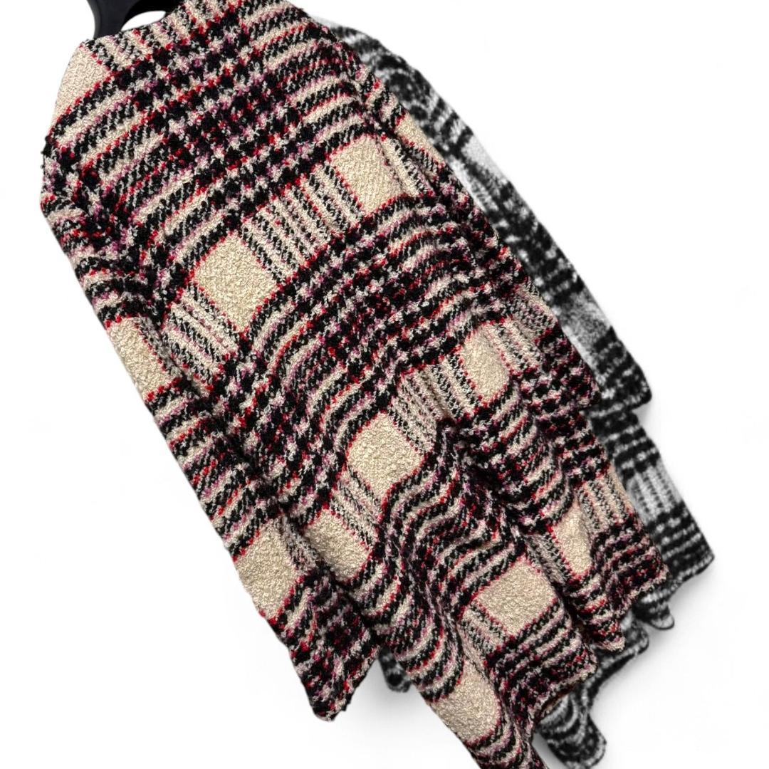 美品 MARNI マルチノーカラー ツイード チェック柄ロングコート ウール