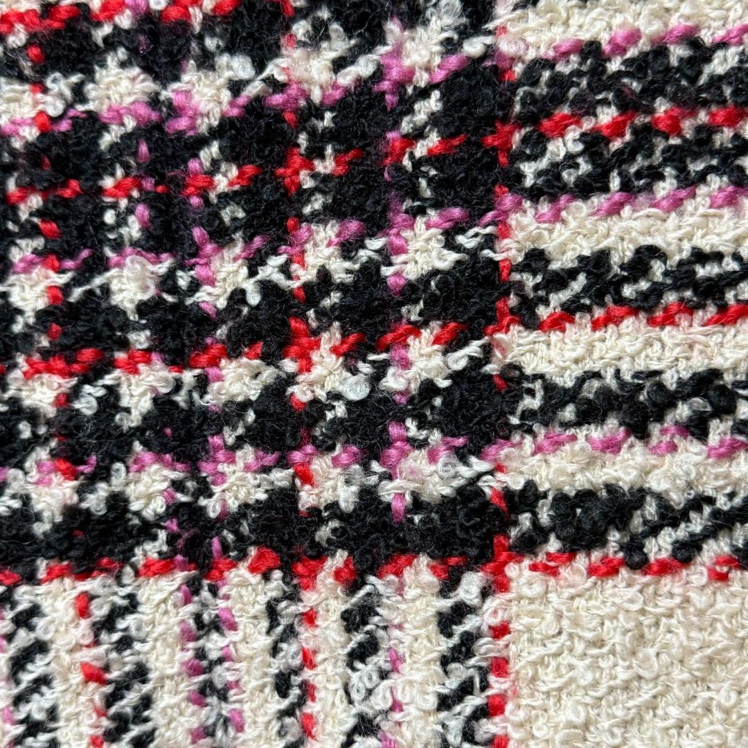 美品 MARNI マルチノーカラー ツイード チェック柄ロングコート ウール