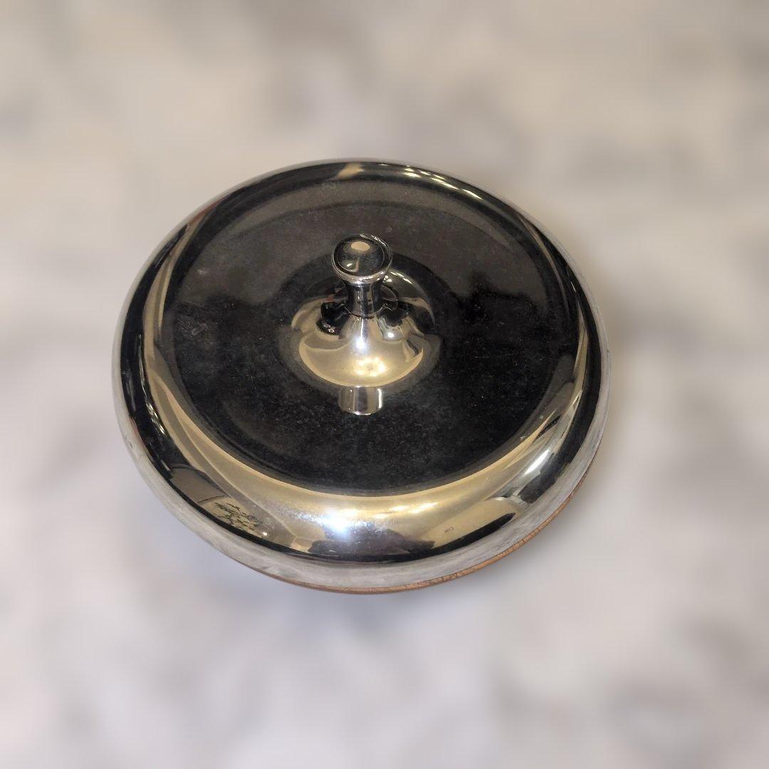 ジョージ・ジェンセン　菓子入れ ステンレスと木製 蓋付き