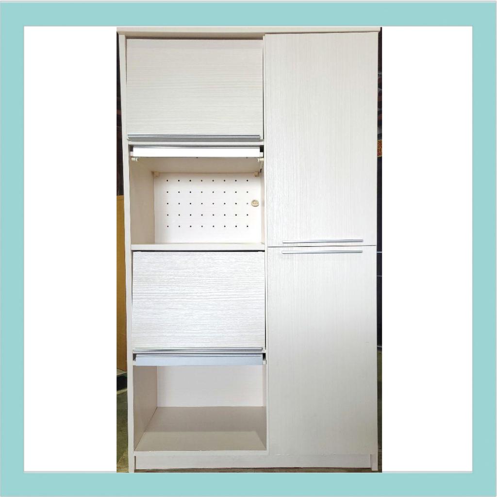 レンジボード フラップ扉収納付き キッチンボード ホワイト　食器棚