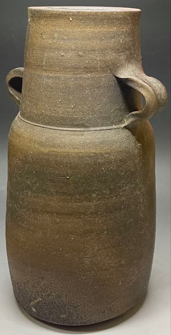 人間国宝　藤原雄　鵬雲斎書付　備前手付花器　大作30cm 　chi399