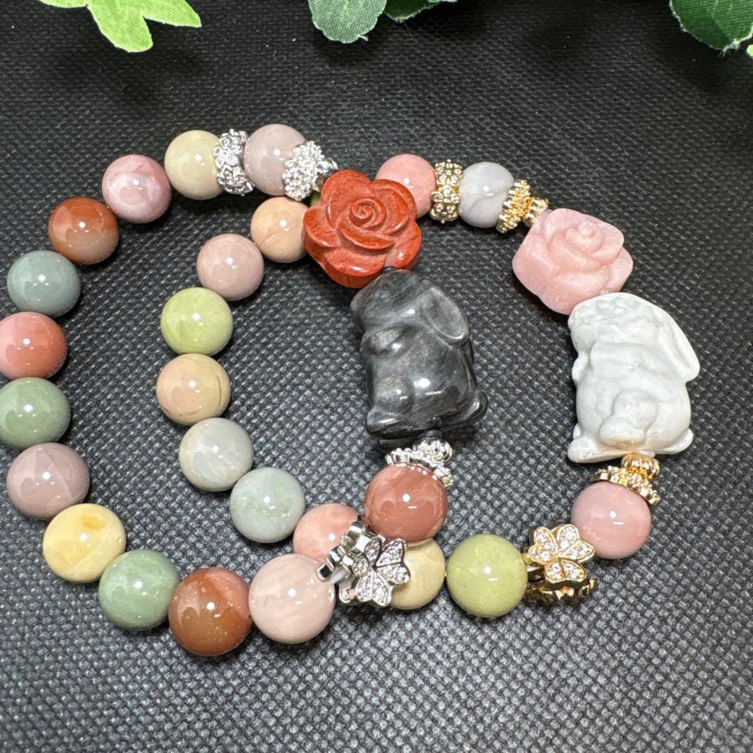 ＊みーにゃん様お取置き１０/1＊シルバーオブシディアン　うさぎ　アラシャン瑪瑙