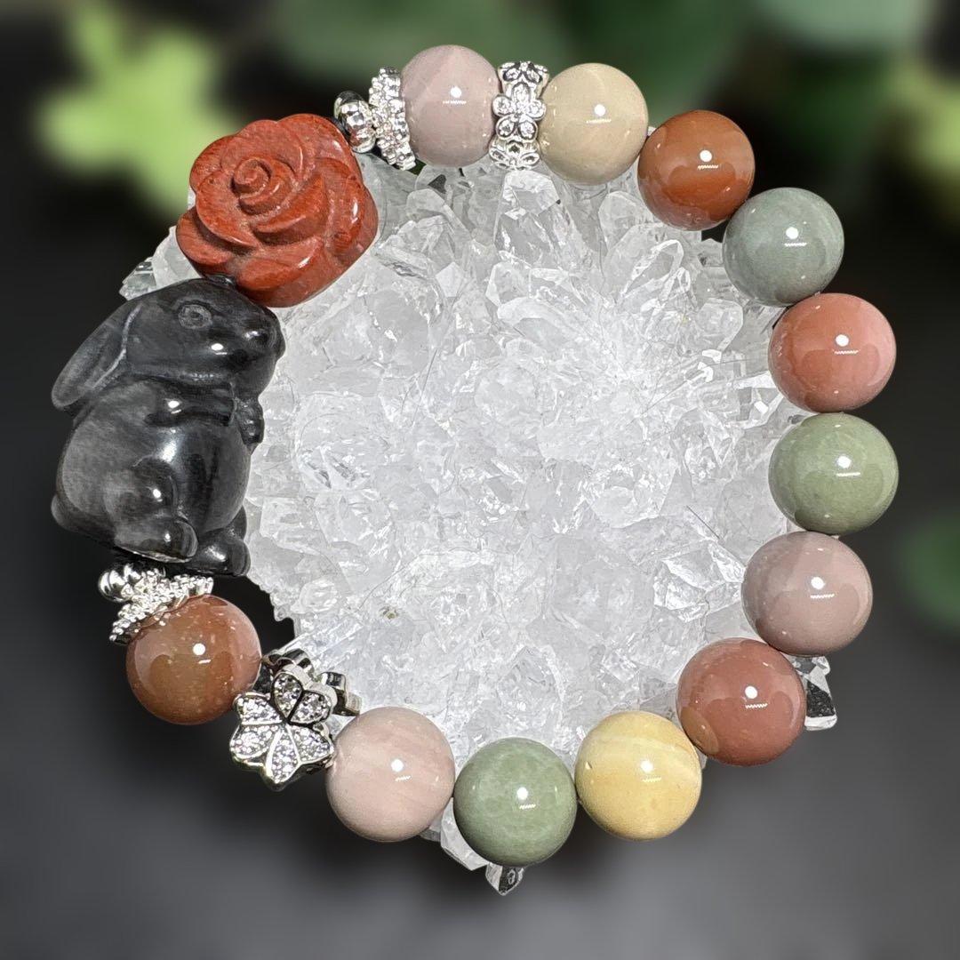 ＊みーにゃん様お取置き１０/1＊シルバーオブシディアン　うさぎ　アラシャン瑪瑙