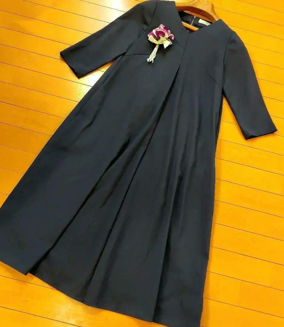 真*君様 レリアン 近年モデルネイビー Vネック Aライン ワンピース 七分袖9