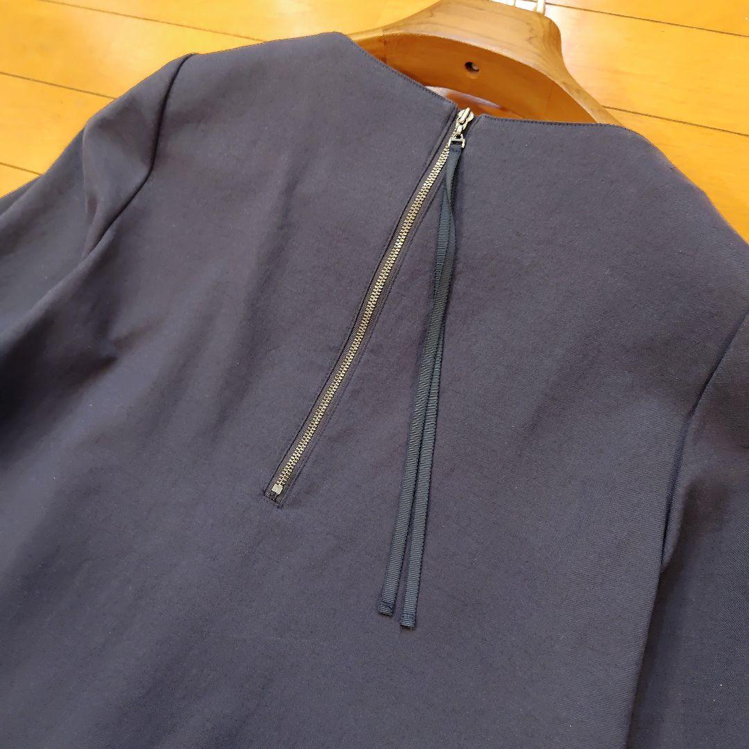 真*君様 レリアン 近年モデルネイビー Vネック Aライン ワンピース 七分袖9