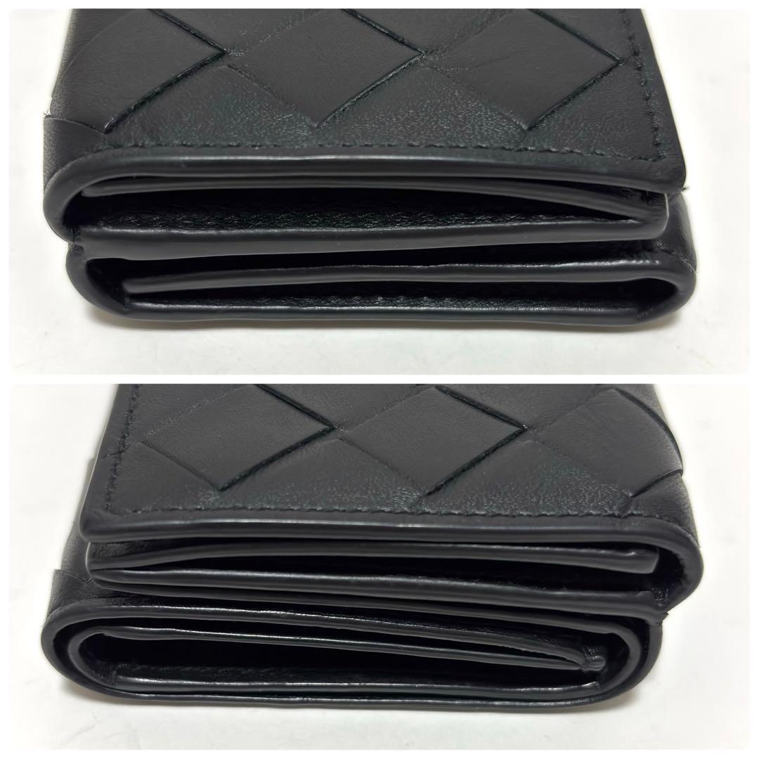 517✨美品✨ボッテガヴェネタ 三つ折り財布 イントレチャート レザー ブラック