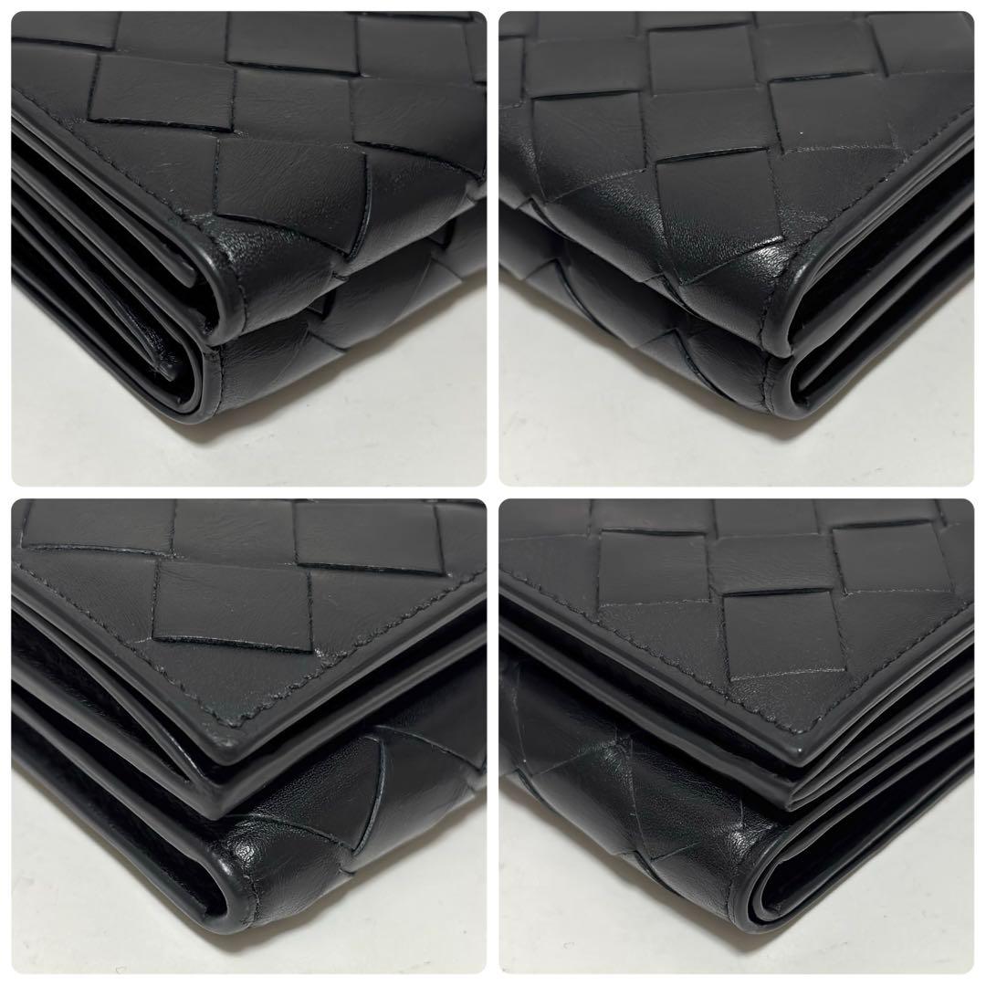 517✨美品✨ボッテガヴェネタ 三つ折り財布 イントレチャート レザー ブラック