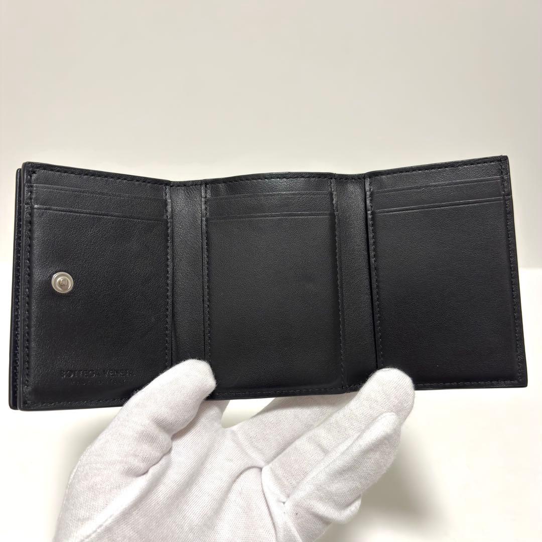 517✨美品✨ボッテガヴェネタ 三つ折り財布 イントレチャート レザー ブラック
