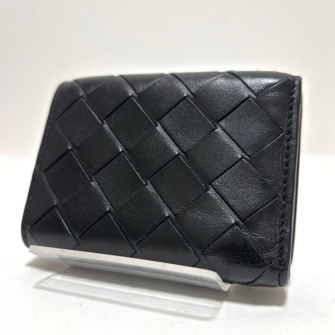 517✨美品✨ボッテガヴェネタ 三つ折り財布 イントレチャート レザー ブラック