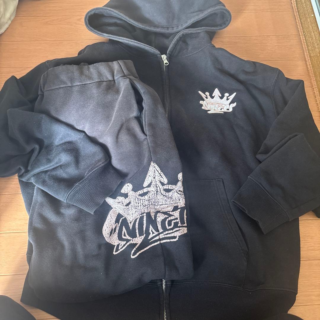 9090 king logoセットアップ上下M 黒ピンク