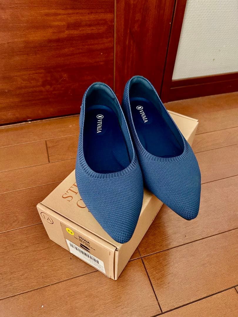 VIVAIA ［Aria 5°] ポインテッドトゥ フラットシューズ ブルー