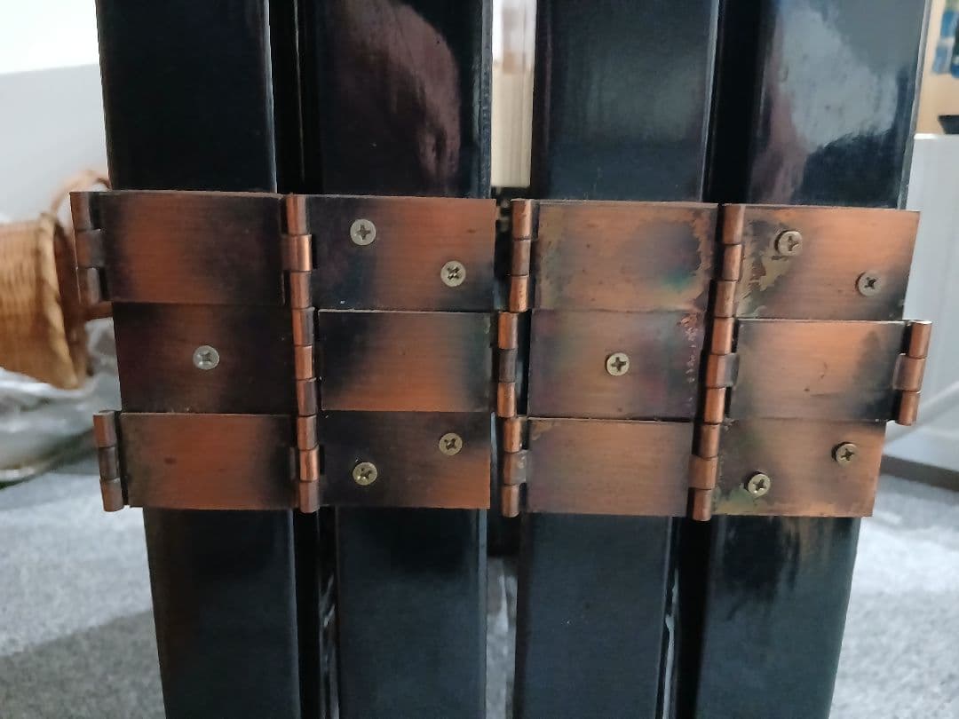 中国漆塗り 屏風 折り畳み衝立