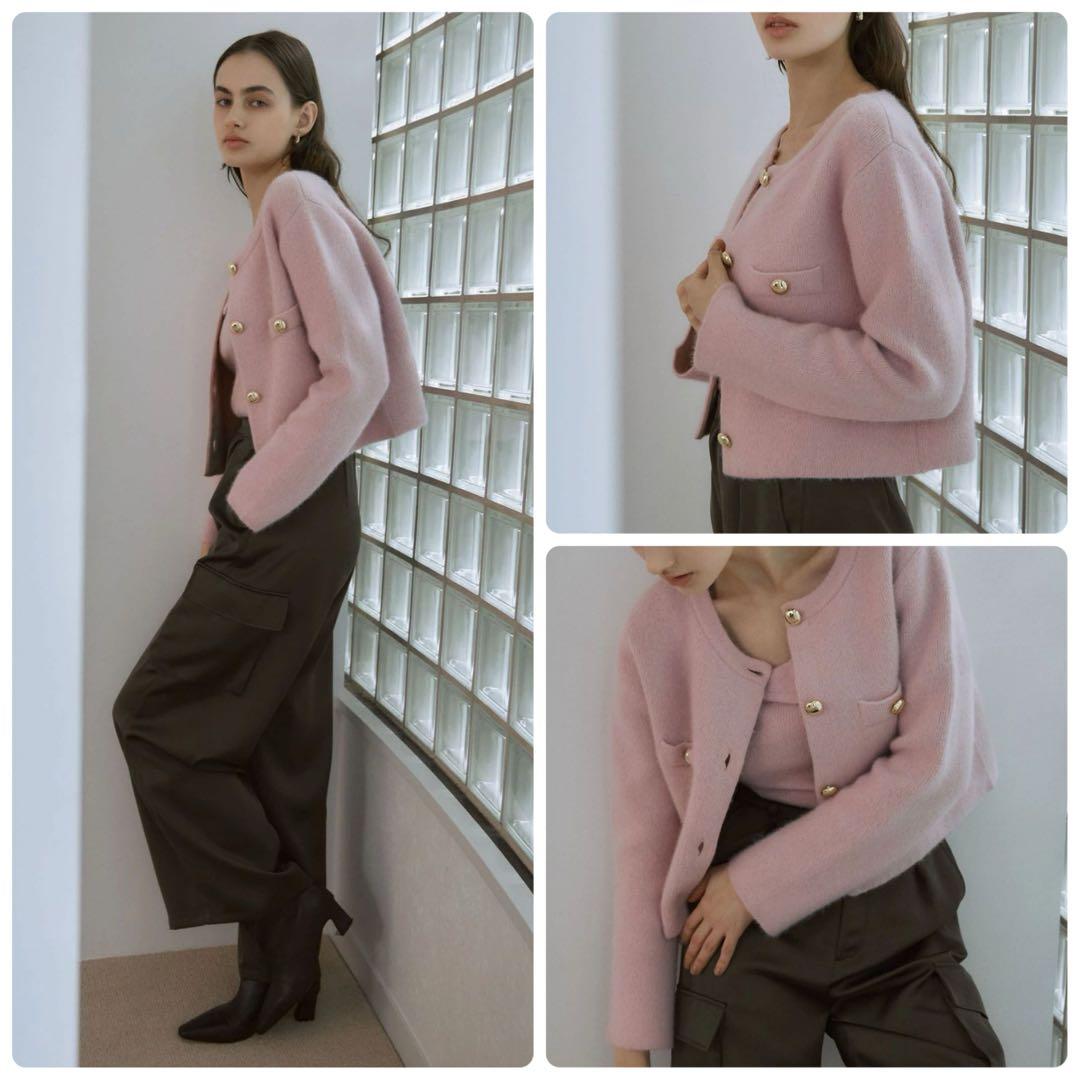 【LAGUNAMOON】CHN ラクーン ニット ジャケット ピンク