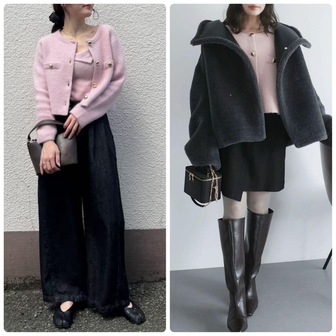 【LAGUNAMOON】CHN ラクーン ニット ジャケット ピンク