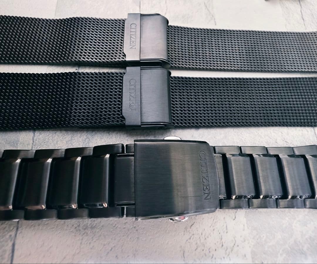 22mm CITIZEN純正ベルト ブラック 黒 メッシュ メタルバンド