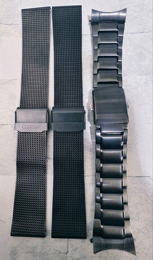 22mm CITIZEN純正ベルト ブラック 黒 メッシュ メタルバンド