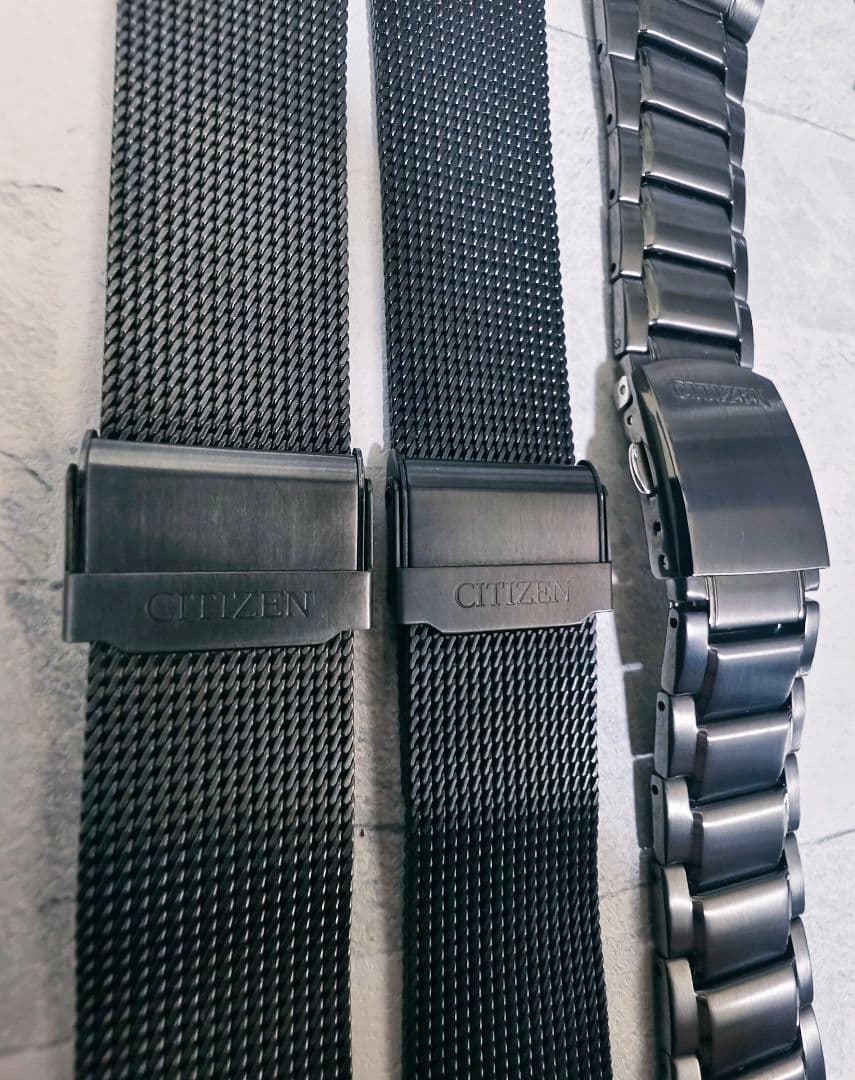 22mm CITIZEN純正ベルト ブラック 黒 メッシュ メタルバンド