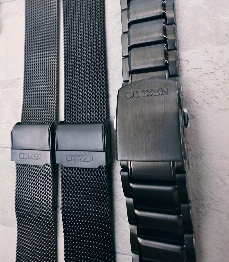 22mm CITIZEN純正ベルト ブラック 黒 メッシュ メタルバンド