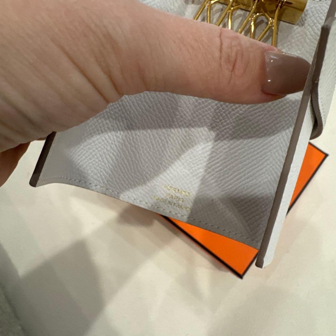 エルメス　キーケース　白　ゴールド金具　べアン