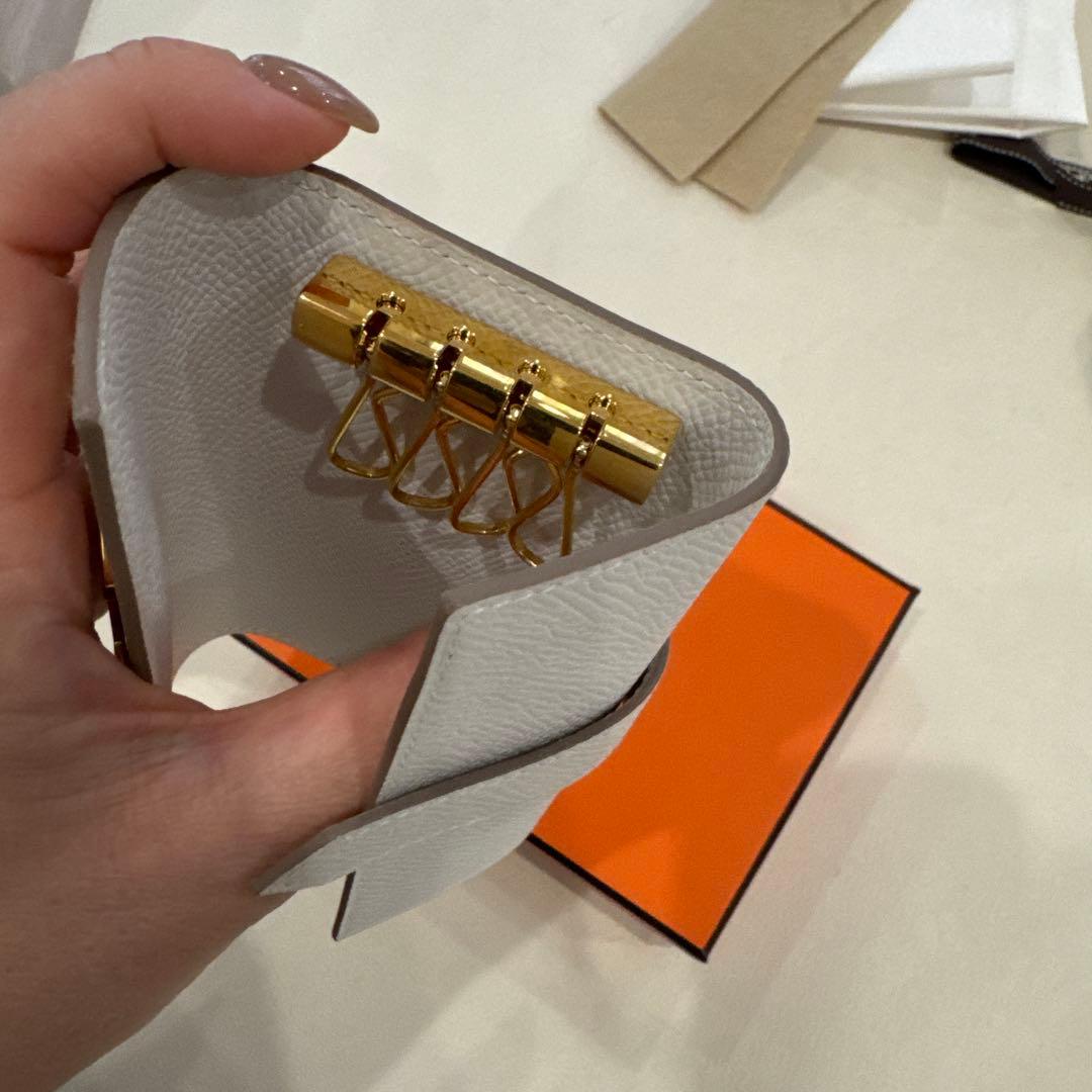 エルメス　キーケース　白　ゴールド金具　べアン