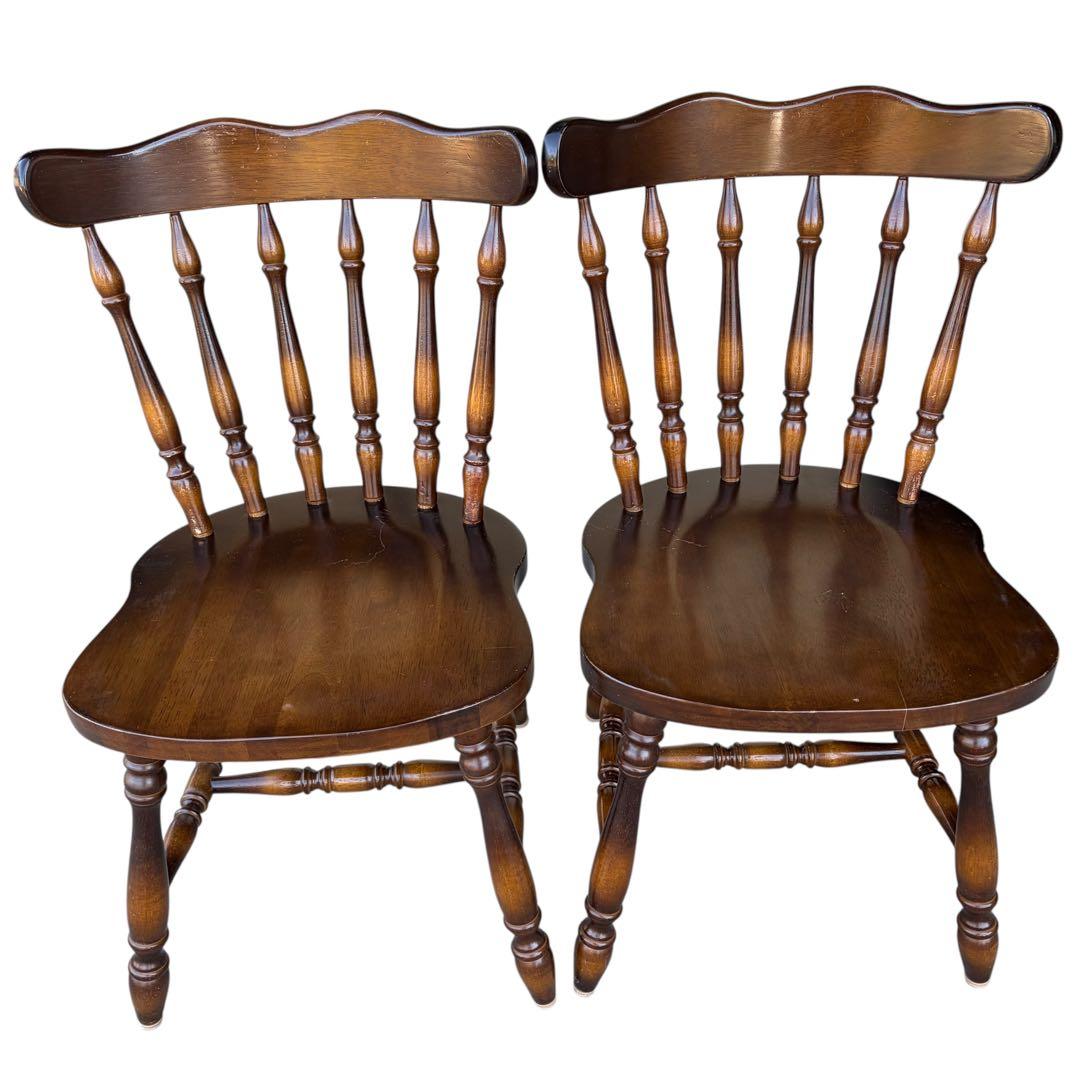 飛騨産業　ダイニングチェア ダークブラウン　アンティーク 2脚セット②