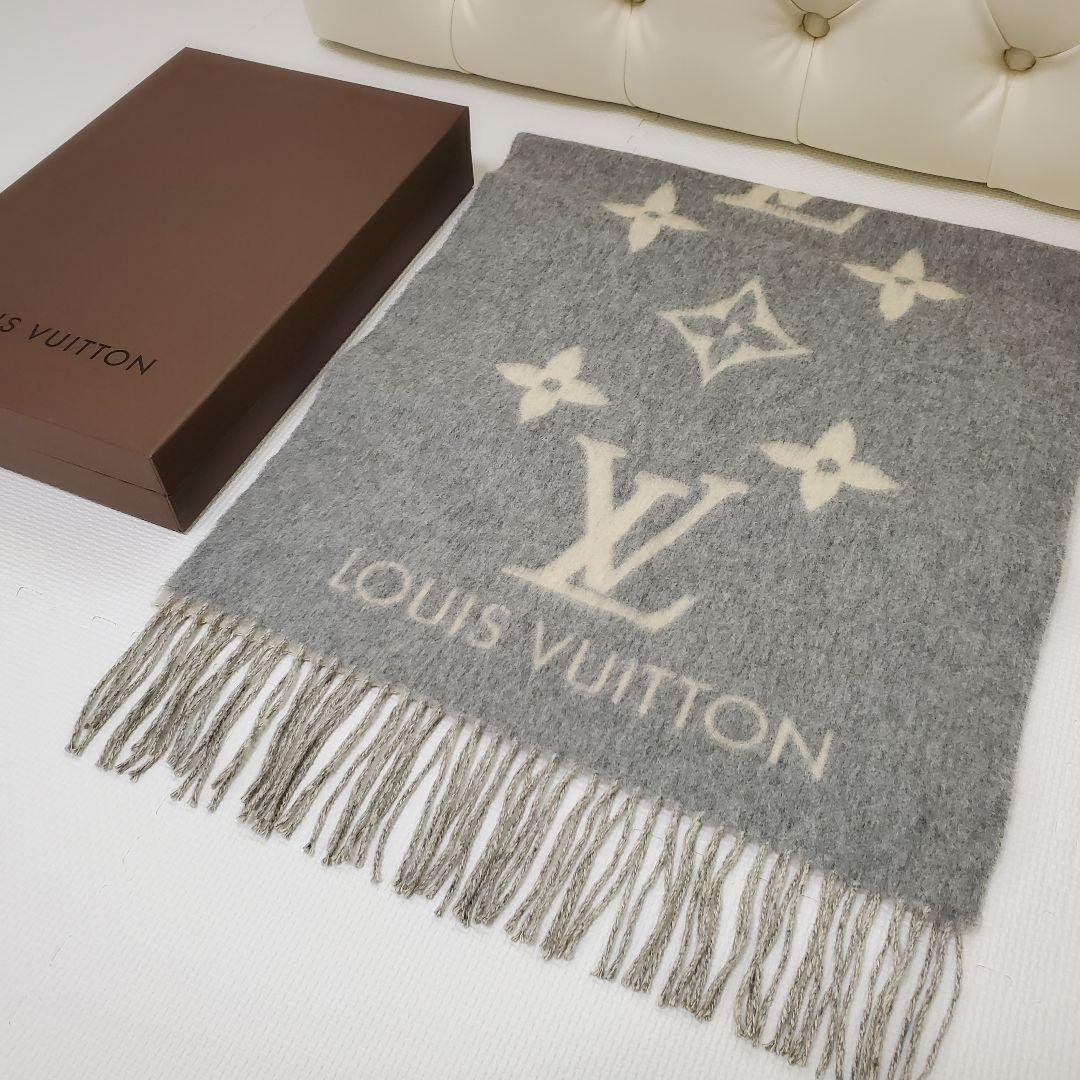 LOUIS VUITTON カシミヤマフラー グレー