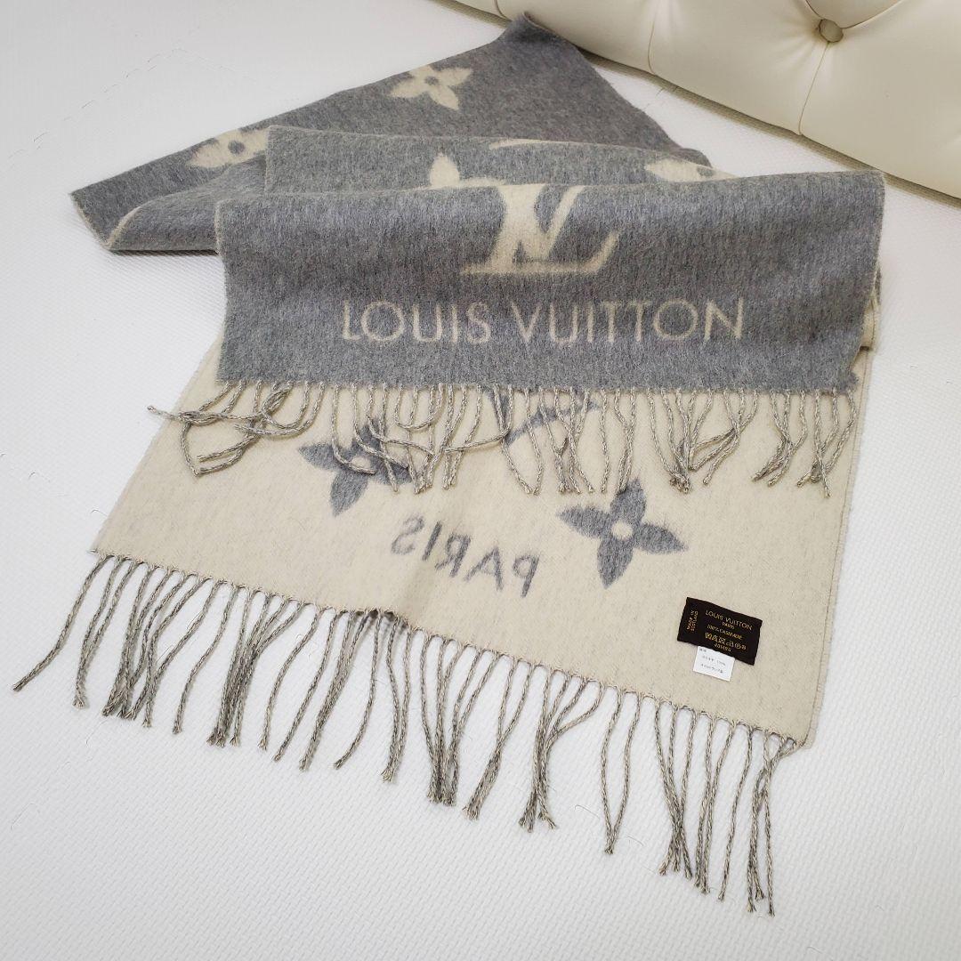 LOUIS VUITTON カシミヤマフラー グレー