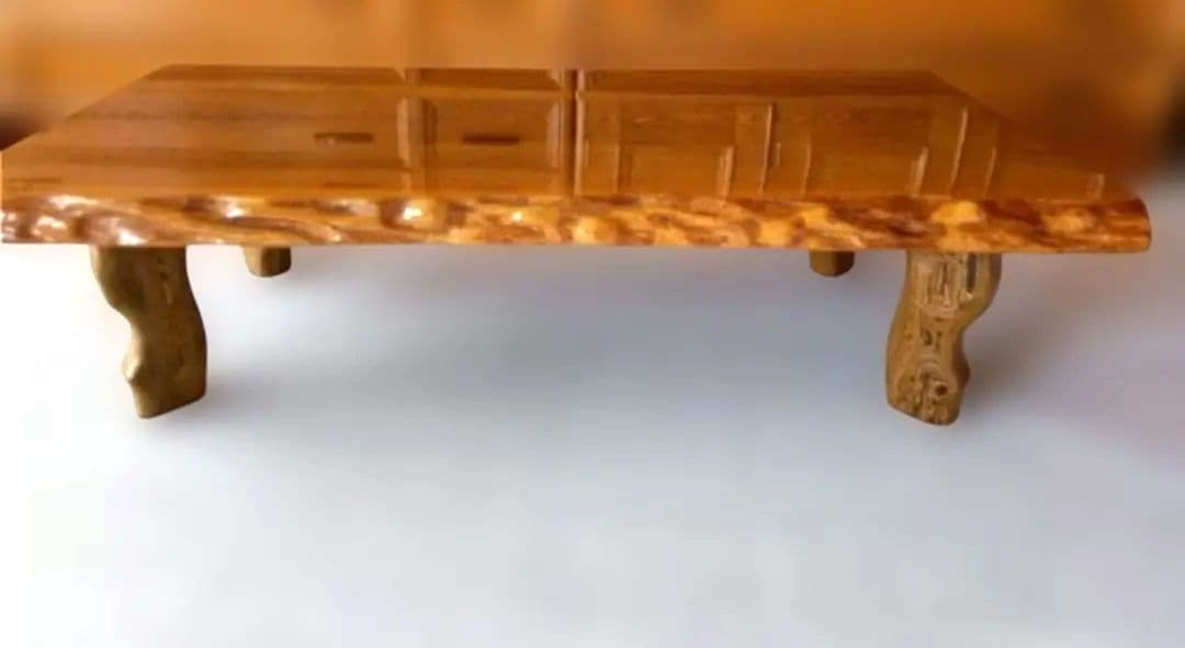 【送料無料・匿名配送】天然木 1枚板 欅 座卓 テーブル