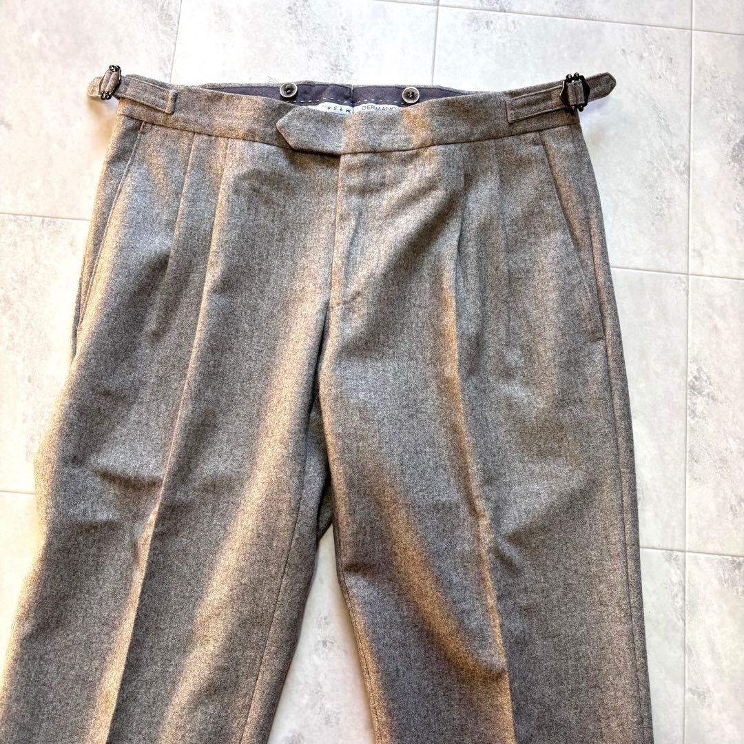 【極美品】GERMANO カノニコ ウールフラノサイドアジャスターパンツ 44