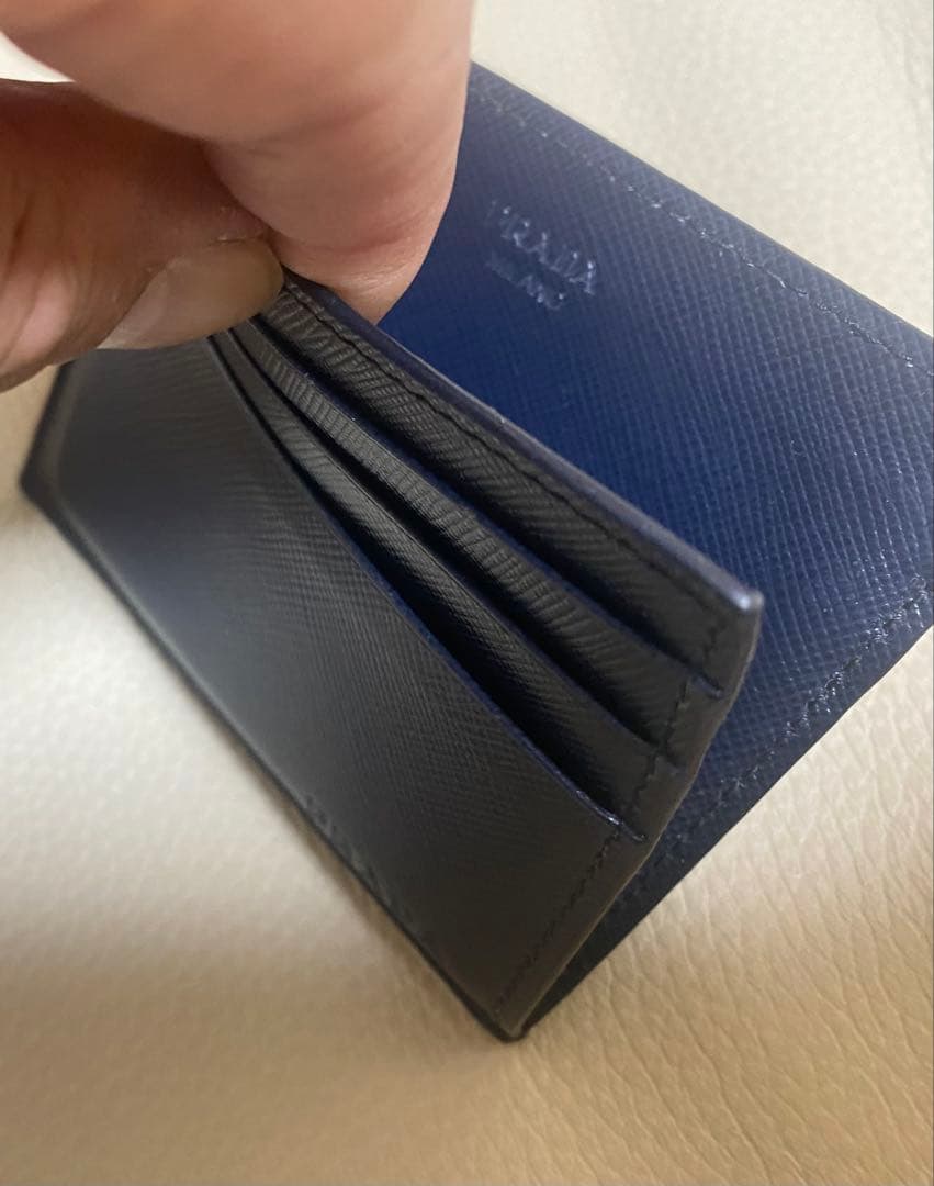 PRADA ネイビー レザー マネークリップとカードケースのセット