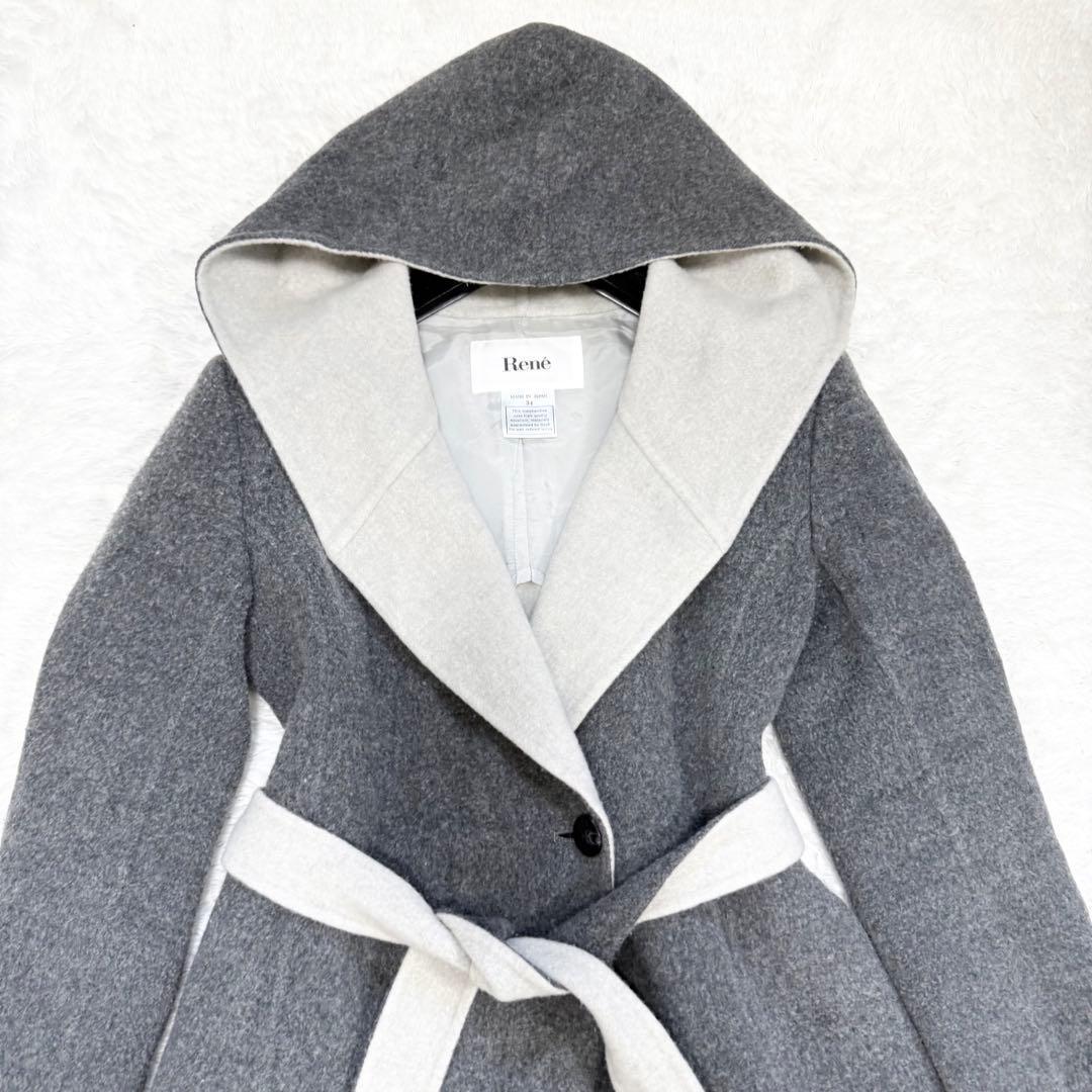 【美品✨】ルネ　コート　リバーコート　羽織り　アウター　バイカラー　34
