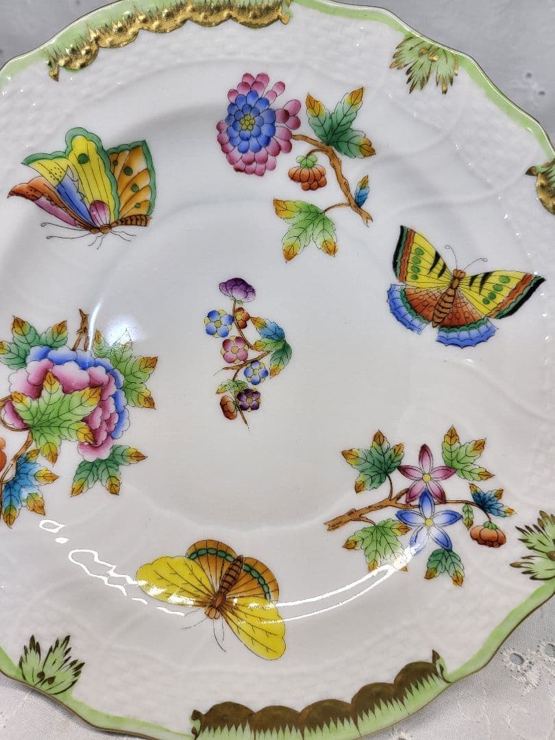 2枚✨ヘレンド ヴィクトリアブーケ サラダ デザート プレート 19皿 花蝶①